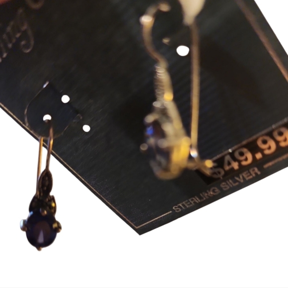 Vintage Boho Sterling Creations Blue Tanzanite Dangle Drop Earrings 925 Silver - Picture 7 of 8